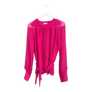 J. Crew Pink lightweight Sheer Blouse Womens Size 4 100% Silk includes Tie Wrap